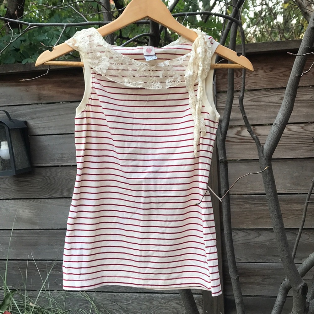 Anthropologie cotton top with lace trim
